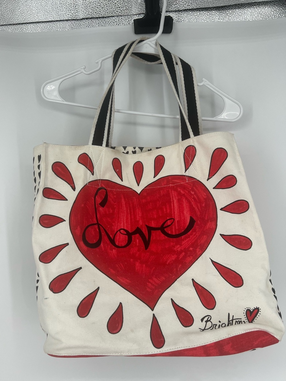 Brighton Red and Cream Heart Canvas Tote